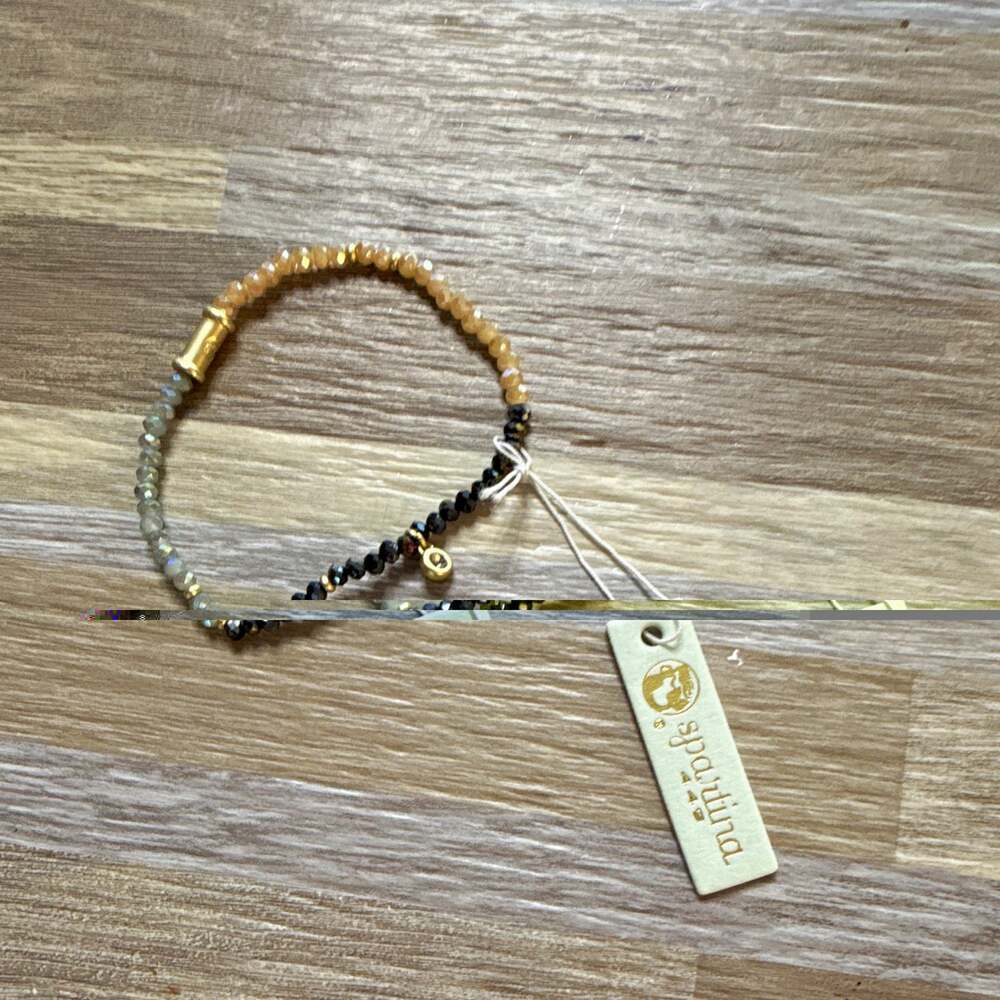 Spartina 449 Multicolor Beaded Charm Bracelet Gold Tone 7" NWT